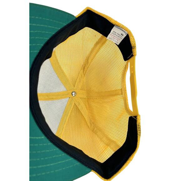 Vintage Acme Concrete Company Snapback Mesh Trucker Hat Yellow/Green 1990's - Picture 10 of 11
